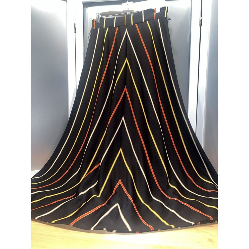 Vintage Union Made 70’s Chevron Black Multi Gold Glitter Disco Maxi Skirt XS/S
